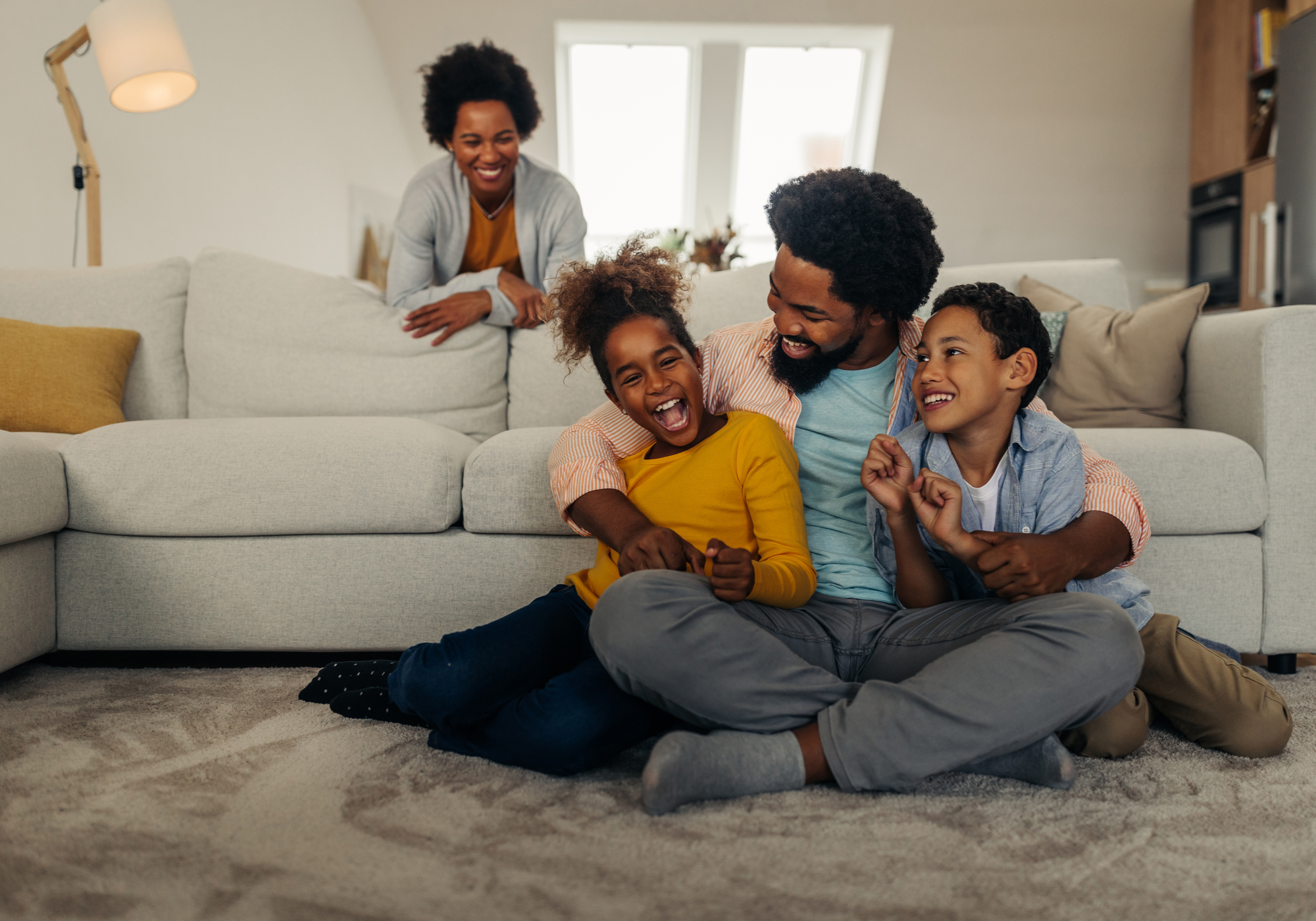 Family hanging out at home